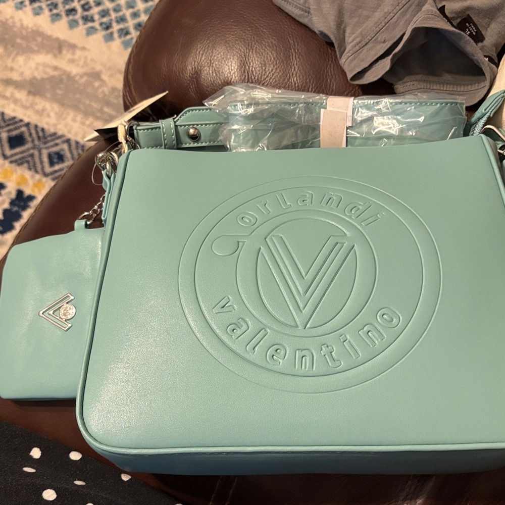 Valentino original Vegan Leather teal crossbody Women's Bag